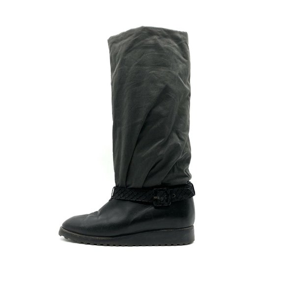 CALZATURIFICIO DI VARESE Womens Black Leather and Nylon Winter Boots Size 5 - Picture 1 of 11